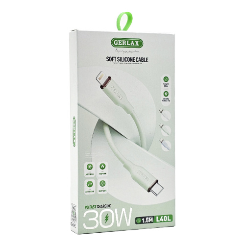 Кабель type-c gerlax l40l 30w/1.5m зеленый