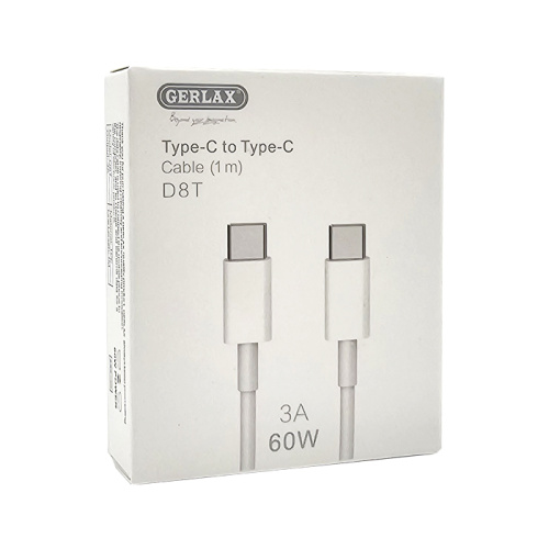 Кабель type-c gerlax d8t type-c 60w/1m белый