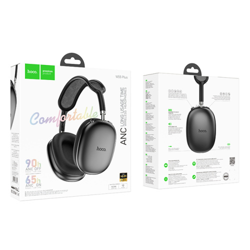 Беспроводные наушники hoco w55 plus с микрофоном (большие) черные