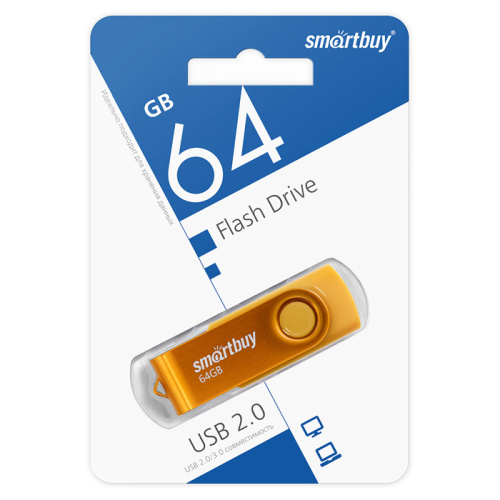64gb usb smartbuy twist желтая
