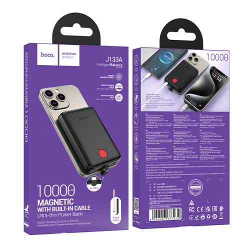 Пзу hoco j133a 10000mah type-c (20w) черный