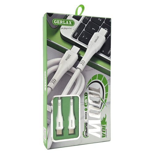 Кабель type-c gerlax l18 type-c 100w/1m белый