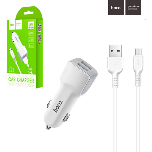 Азу hoco z23 micro (2usb/2.4a) белый