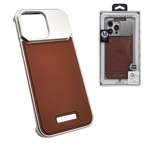 Чехол-крышка movenchy fanshi stand кожа для iphone 16 pro max титан-коричневый