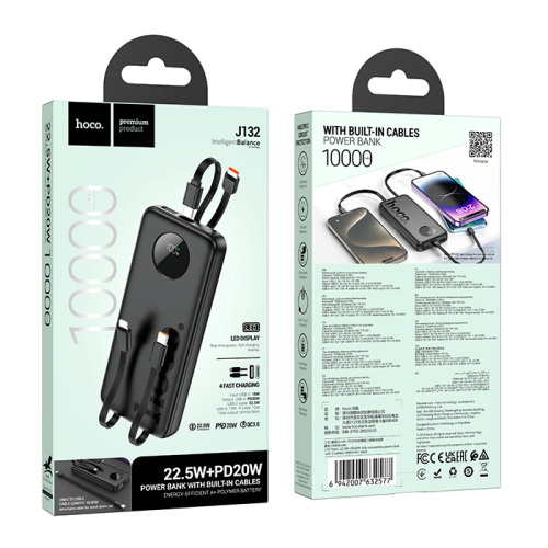 Пзу hoco j132 10000mah (22.5w) черный