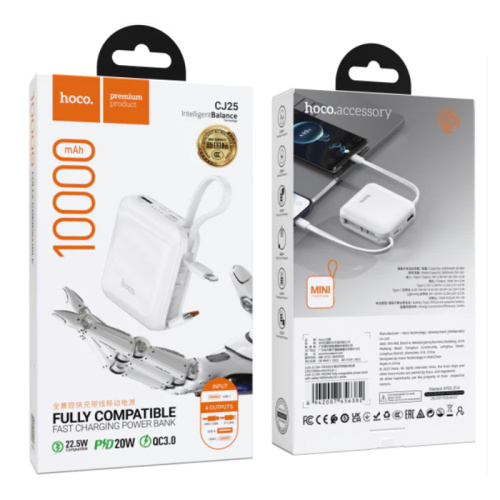 Пзу hoco cj25 10000mah (pd20w/22.5w) белый