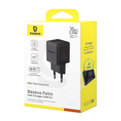 Сзу baseus palm (20w; 1c; черный (cczc20ue)