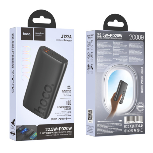 Пзу hoco j122a 20000mah (22.5w/pd20w) черный
