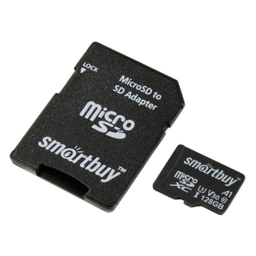Micro sd 128gb smart buy сlass 10 advanced u3 v30 a1 (55/90 mb/s)+ sd адаптер