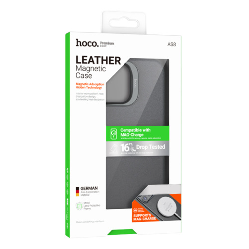 Чехол-крышка hoco jazz magnetic iphone 15 pro (as8) серый