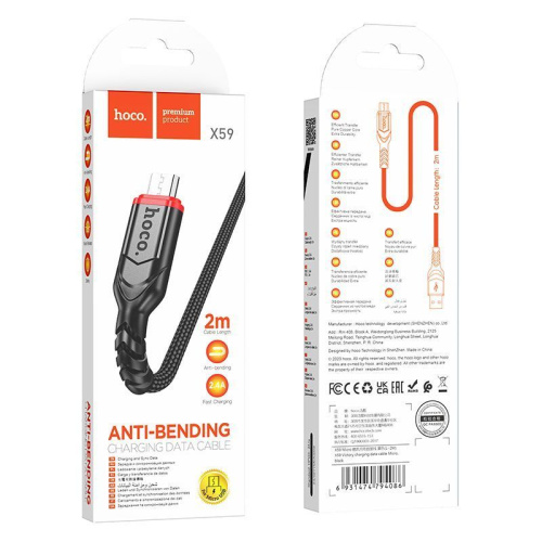 Кабель usb hoco x59 micro 2м черный (***)