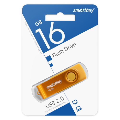 16gb usb smartbuy twist желтая