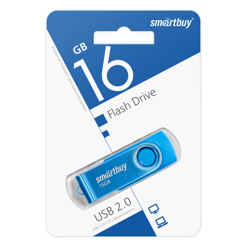 16gb usb smartbuy twist синяя