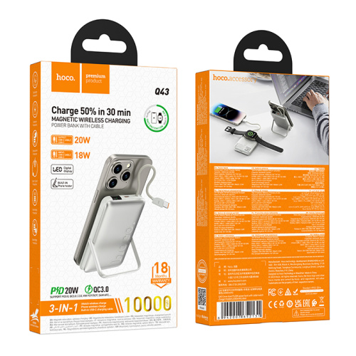 Пзу hoco q43 10000mah (pd20w) серебристый