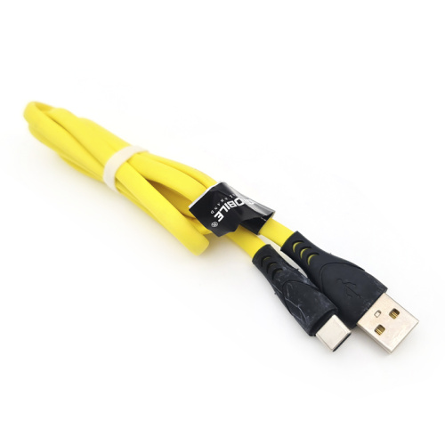 Кабель usb x21 (плоский) type-c 1m желтый