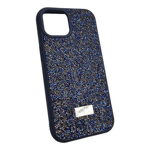 Чехол-крышка swarovski стразы для iphone 13/14 темно-синий
