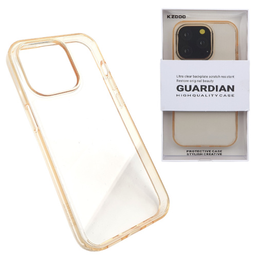 Чехол-силикон kzdoo guardian для iphone 14 pro прозрачно-золотой