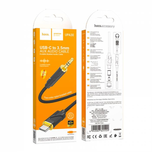 Шнур aux hoco upa30 3.5/type-c черный