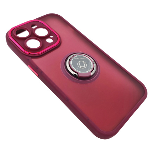 Чехол-крышка beauty с кольцом для iphone 14pro бордовый