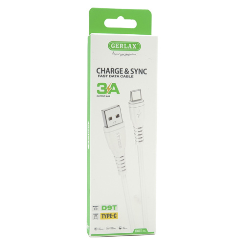 Кабель usb gerlax d9t type-c 3a белый