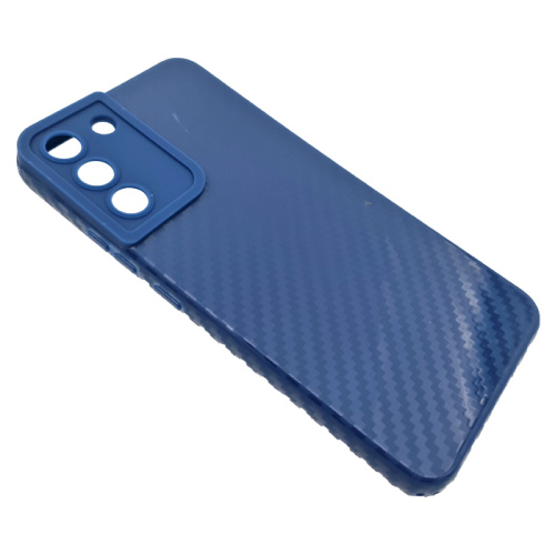 Чехол-силикон глянец carbon Samsung s22 синий