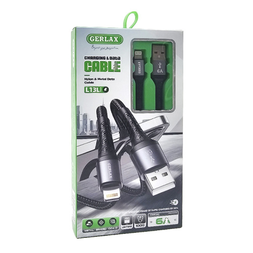 Кабель usb gerlax l13l 6a/1m черный