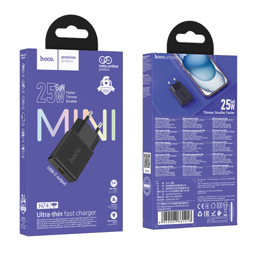 Сзу hoco n74 type (usb-c/25w) черное