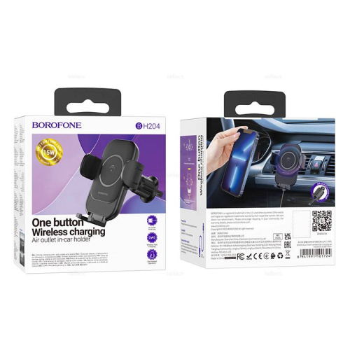 Автодержатель borofone bh204 wireless charging 15w черный 