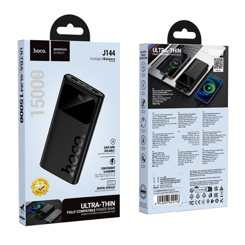 Пзу hoco j144 15000mah (pd20w/qc3.0) черный
