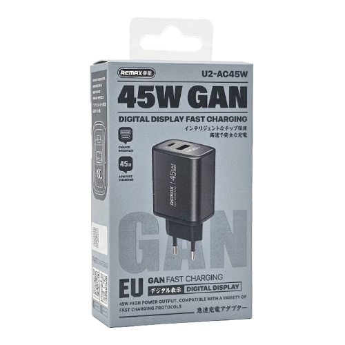Сзу remax u2-ac45w (usb\c) серебристый