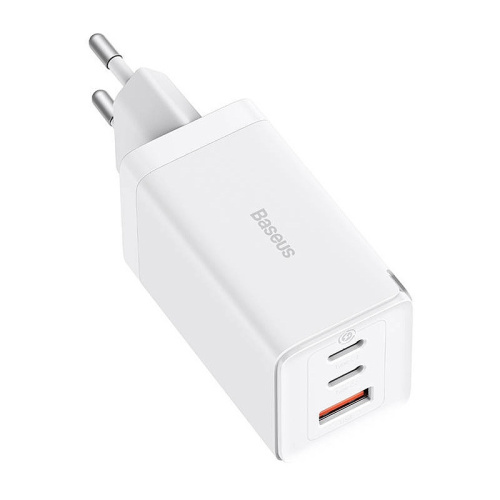 Baseus gan5 ultra fast charger 2c+u 65w eu set stellar white (include: baseus xiaobai series fast charging cable type-c