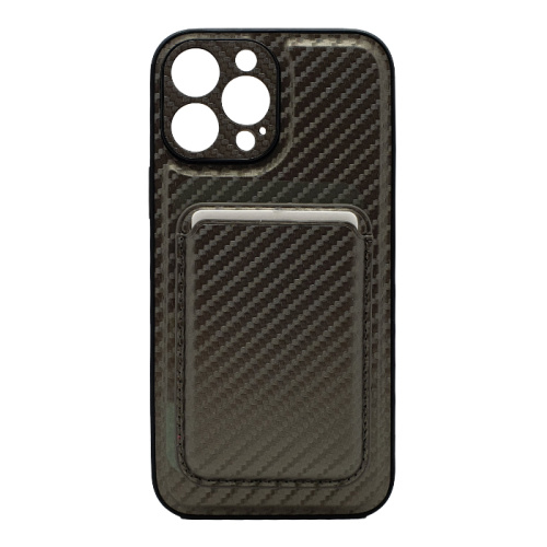 Чехол-крышка casetify карбон с закрытой камерой с визитницей для iphone 12pro max (6.7) серый