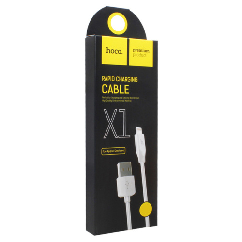 Кабель usb hoco x1 lightning 2m белый (***)