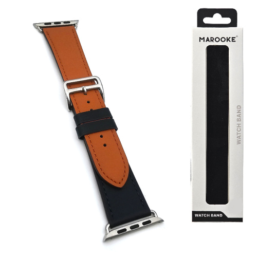 Ремешок marooke watchband кожа (42/44/45/49мм) черно-оранжевый