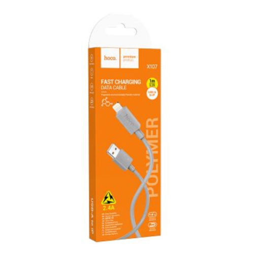 Кабель usb hoco x107 lightning серый