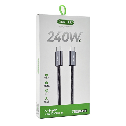 Кабель type-c gerlax l41t type-c 240w/1m черный