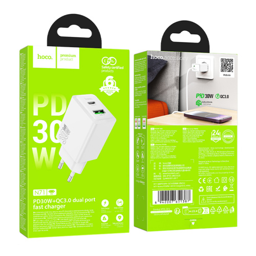 Сзу hoco n71 (usb+c pd30w) белое