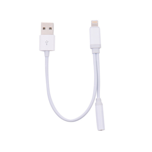 Кабель-usb+вход для наушника iphone 7 белый