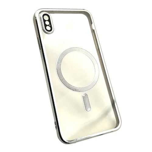 Чехол силикон magnetic iphone xs max серебристый