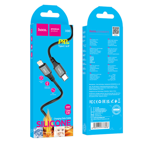 Кабель hoco x86 type-c на lightning черный