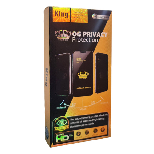 Стекло защитное og king iphone 14 pro max черное (антишпион)