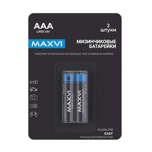 Щелочная батарейка maxvi mblr03es2 aaa (lr03)