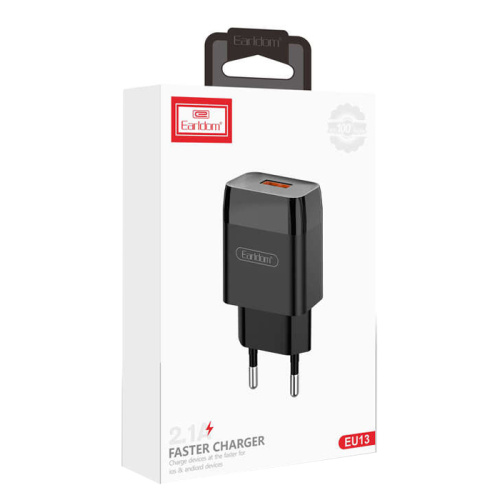 Сзу earldom es-eu13i 2100mah с кабелем для iphone, 1usb выход, черный