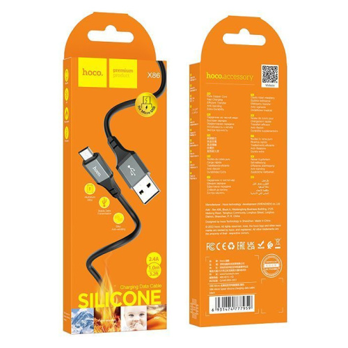 Кабель usb hoco x86 micro черный