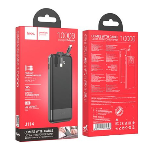 Пзу hoco j114 10000mah (2a) черный