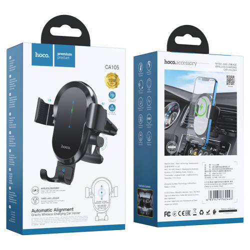 Автодержатель hoco ca105 15w черный