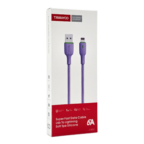 Кабель tranyoo t-x22l u/l 6a/1m фиолетовый