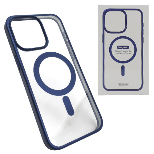 Чехол-крышка circular magnetic disk для iphone 15 pro max титановый-синий