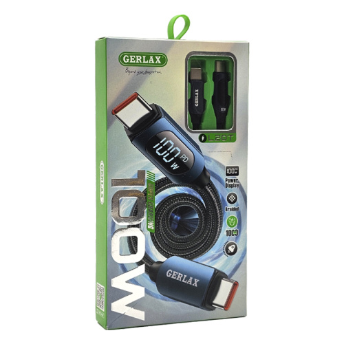 Кабель type-c gerlax l20 type-c 100w/10a/1m черный