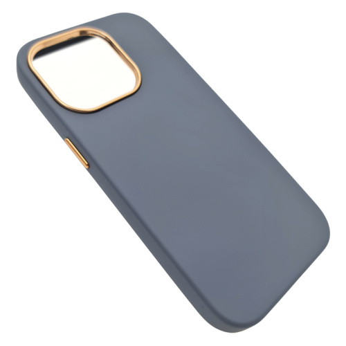 Чехол-крышка leather case для iphone 14 pro max темно-голубой